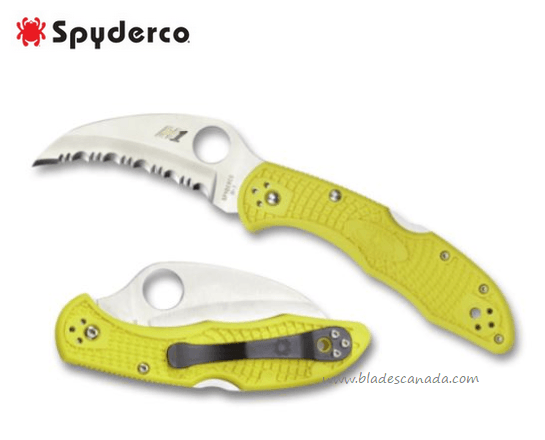 Spyderco Tasman Salt 2 Folding Knife Serrated Yellow - Uncle Mike's Outdoors and More!