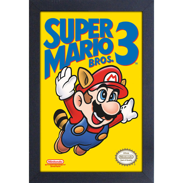 Super Mario Bros 3 Game Cover Art 11″X17″ Framed Print