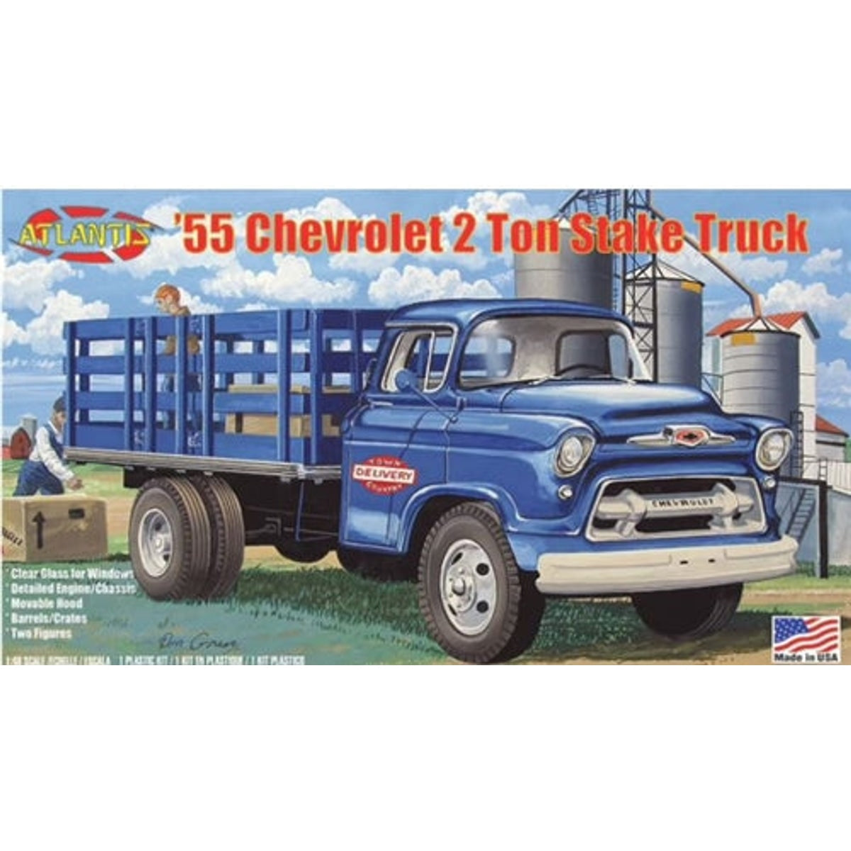 Atlantis H1401 '55 Chevrolet 2 Ton Stake Truck 1/48 Plastic Model Kit NIB