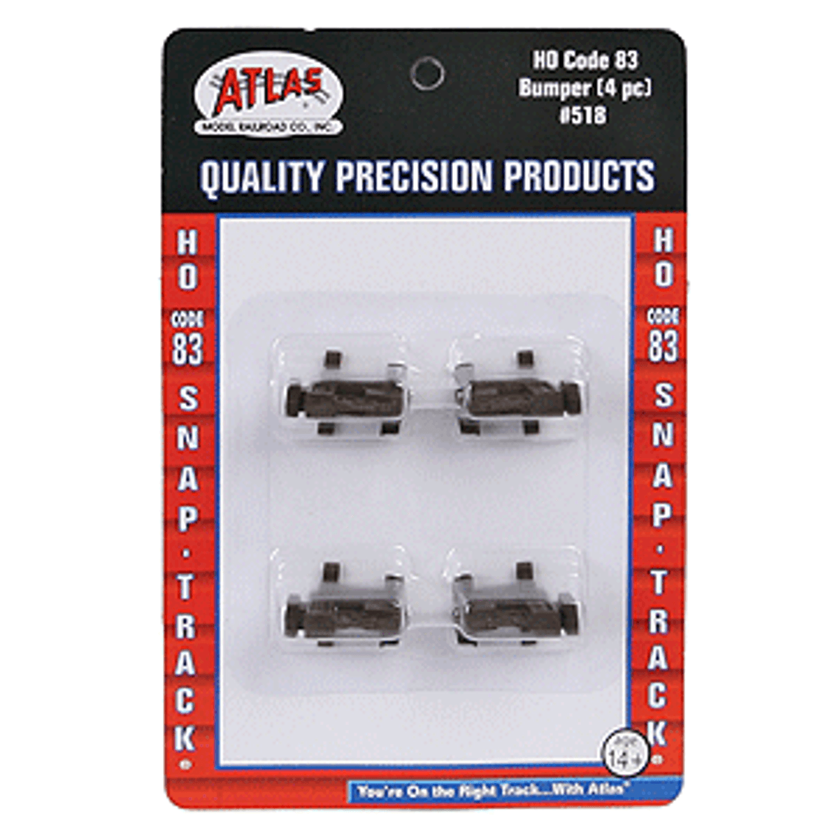 Atlas 519 HO Bumper Fits Code 83 Track (Sold Separately) Pkg of 4 NIB