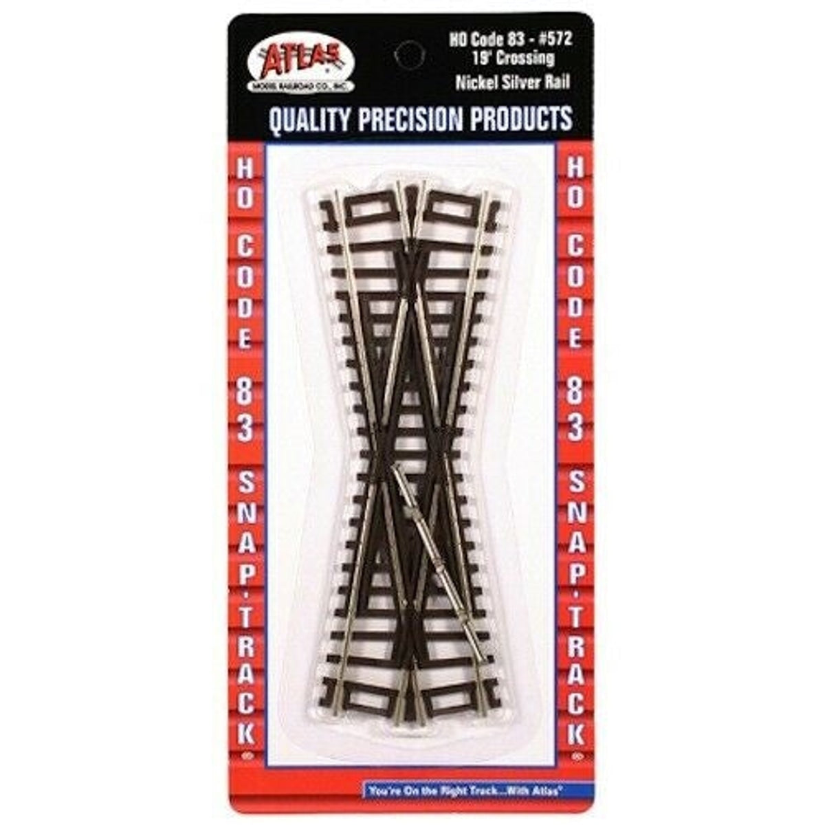Atlas 572 HO Code 83 19° Crossing Brown Ties Nickel Silver NIB