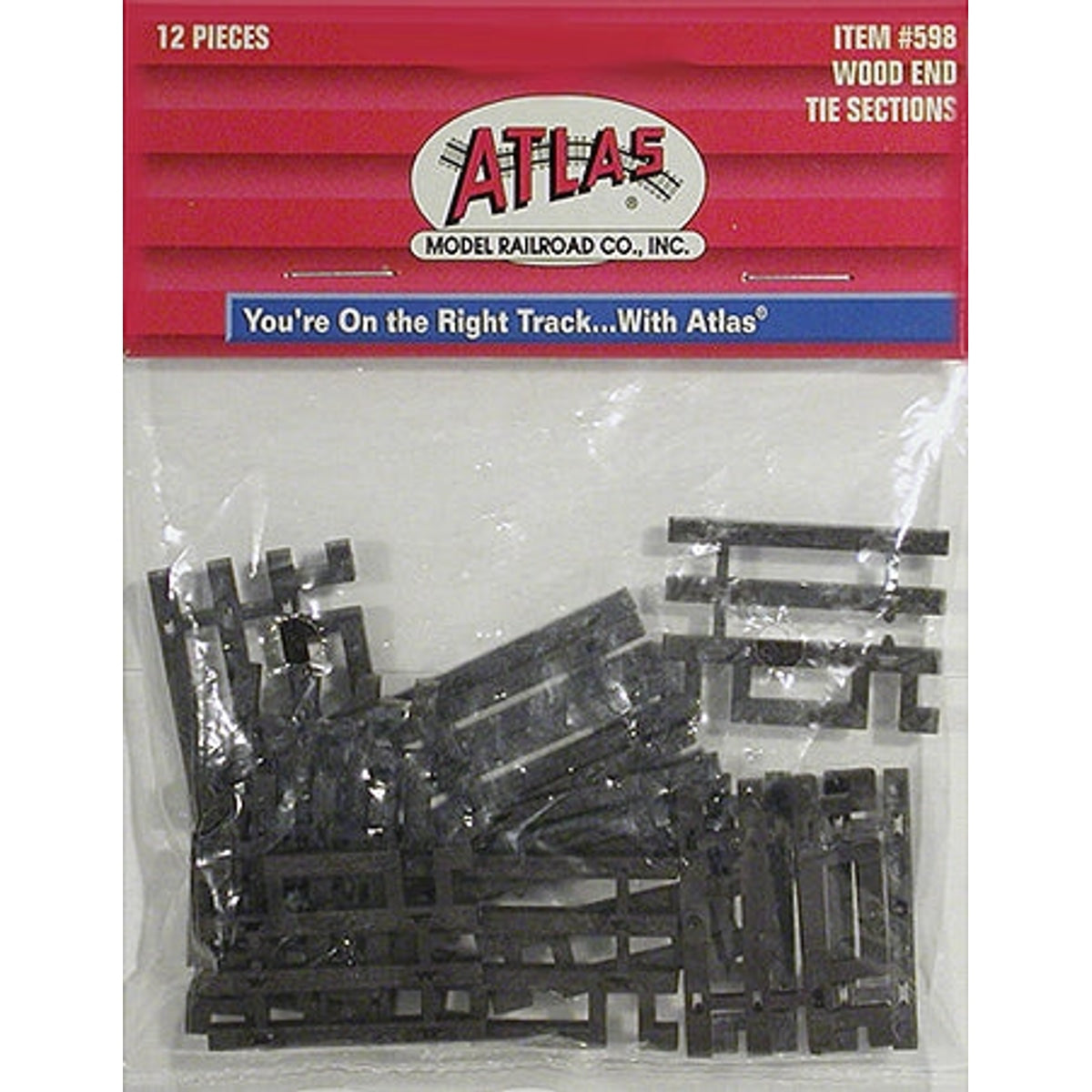 Atlas 598 HO Code 83 Flex-Track End Ties Brown Wood End Tie Sections 12 Pieces NIB