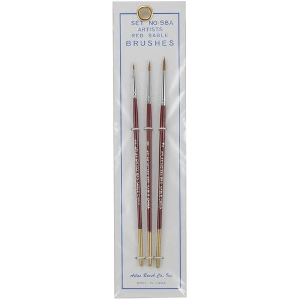 Atlas Brush Company Artists Red Sable Brushes Detail Set of 3