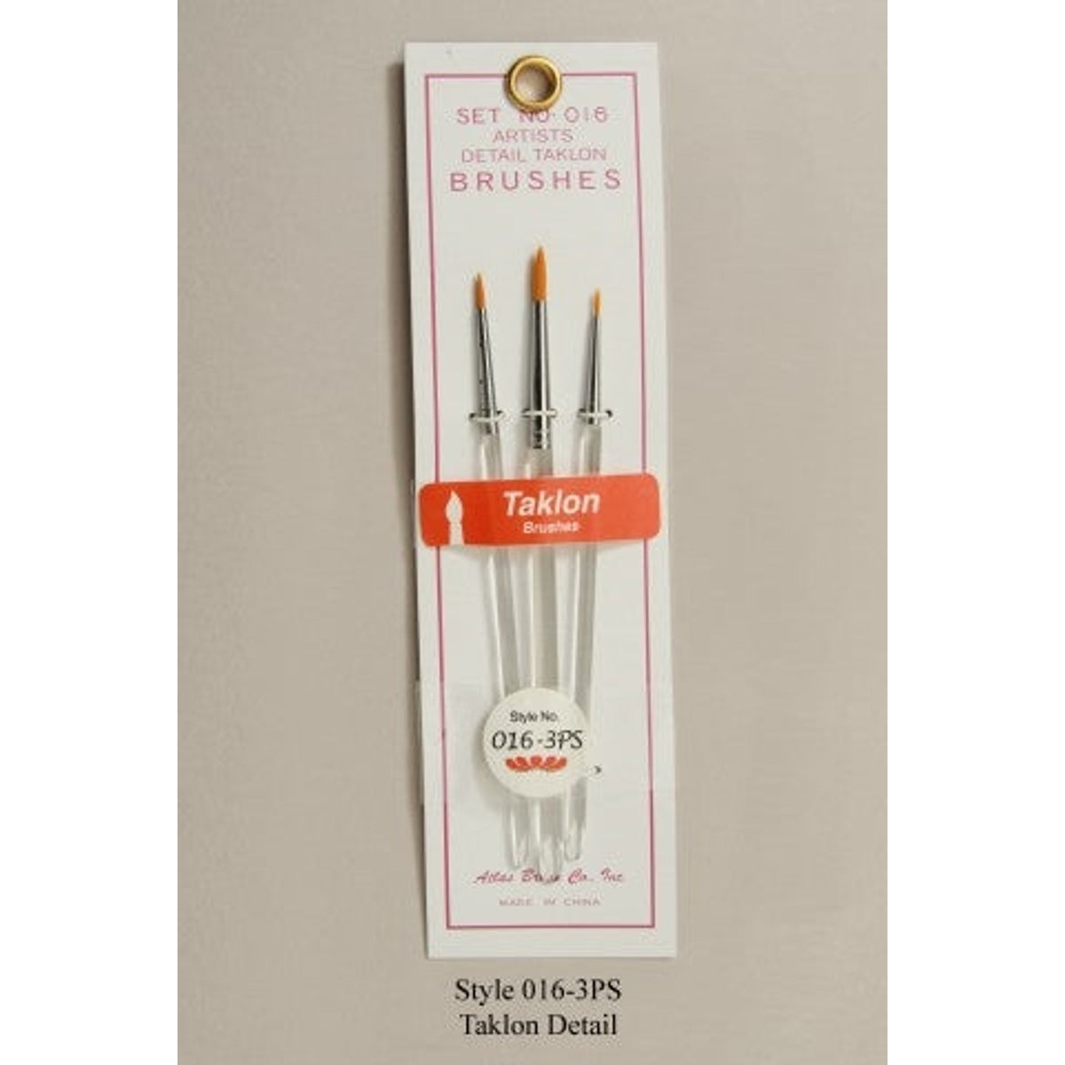 Atlas Brush Company No. 016 Detail Round Taklon Brushes Set of 3 (5/0, 0 & 2) NIB