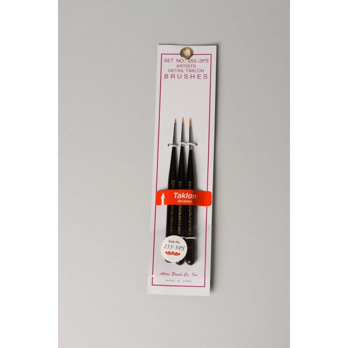 Atlas Brush Company No. 255 Artists Detail Taklon Brush 3pcs Set