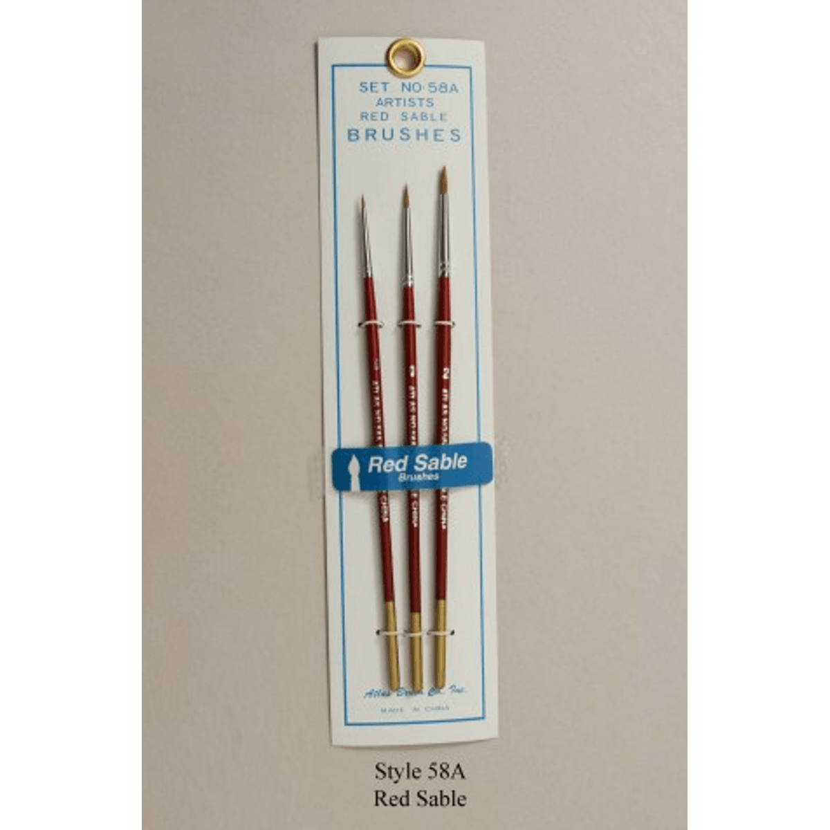 Atlas Brush Company No. 58 Artists Red Sable Brushes Set of 3 (1, 3, 5)