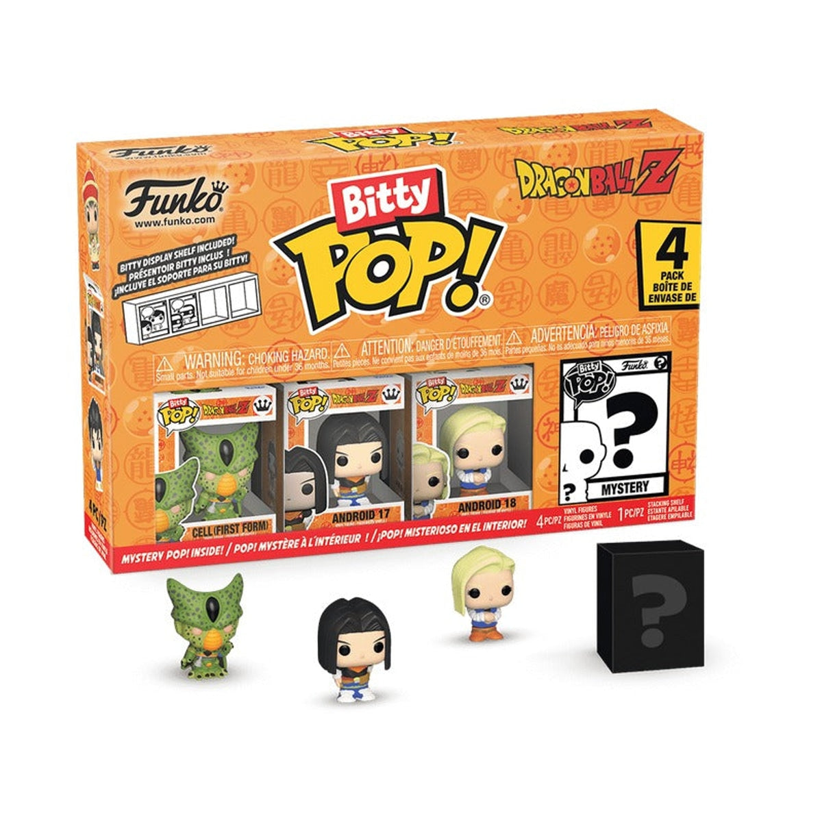 Bitty POP! Dragon Ball Z - Cell (First Form), Android 17, Android 18, & mystery 4pack