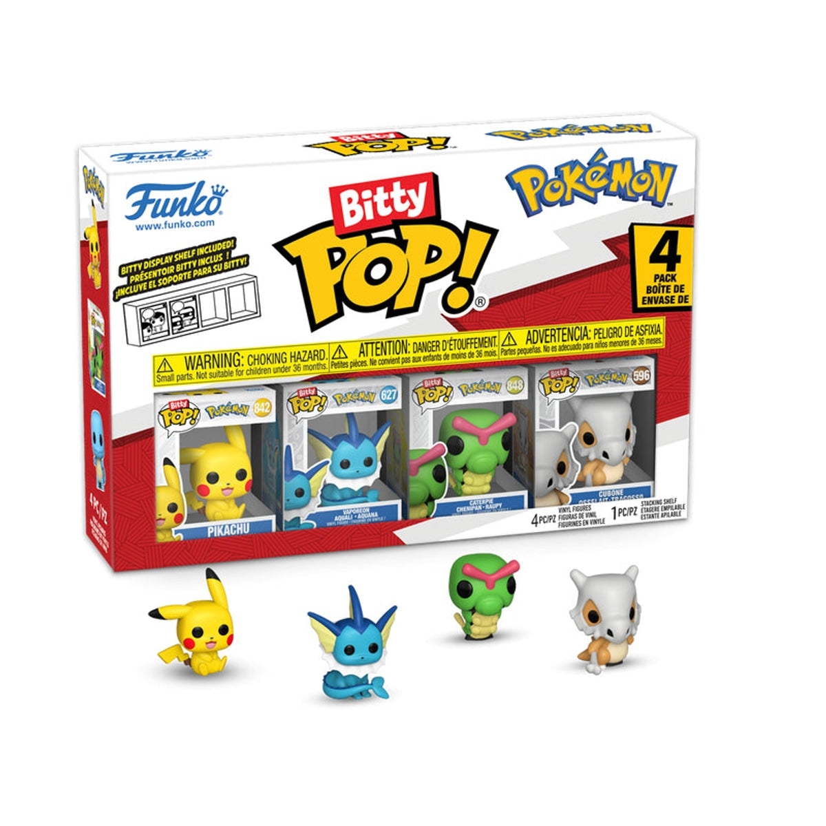 Bitty POP! Pokemon - Pikachu, Vaporeon, Caterpie & Cubone 4pack