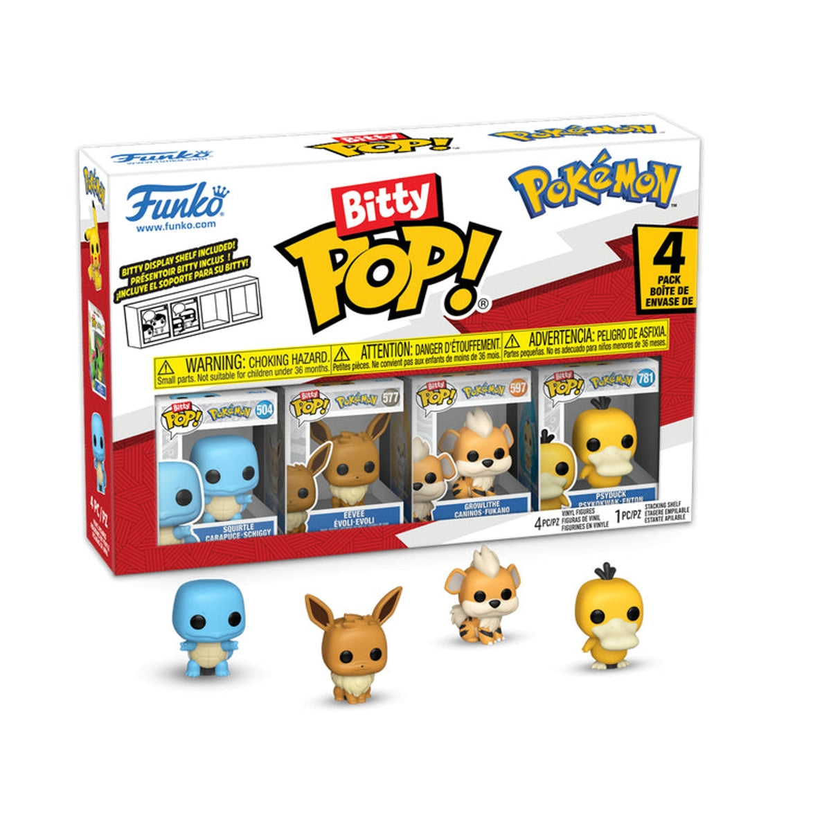 Bitty POP! Pokemon - Squirtle, Eevee, Growlithe & Psyduck 4pack