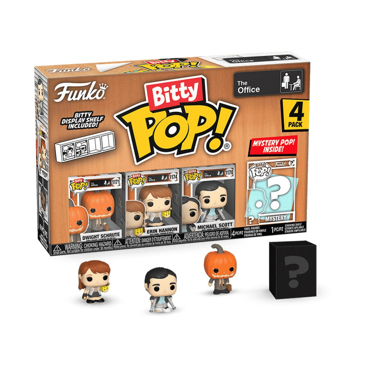 Bitty POP! The Office - Dwight(Pumpkinhead), Michael(Crutches), Erin & Mystery 4pk
