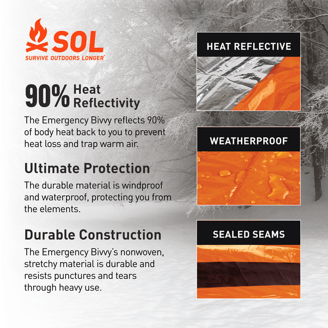 SOL Emergency Bivvy w/ Rescue Whistle & Tinder Cord - Uncle Mike's Outdoors and More!