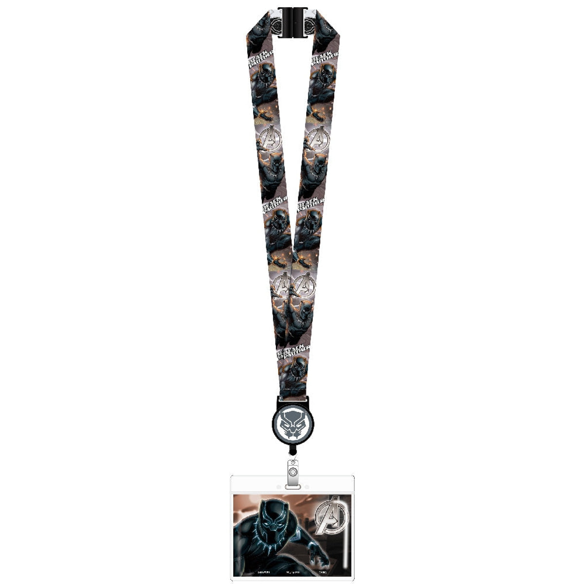 Black Panther Retractable Zip Card Holder Lanyard