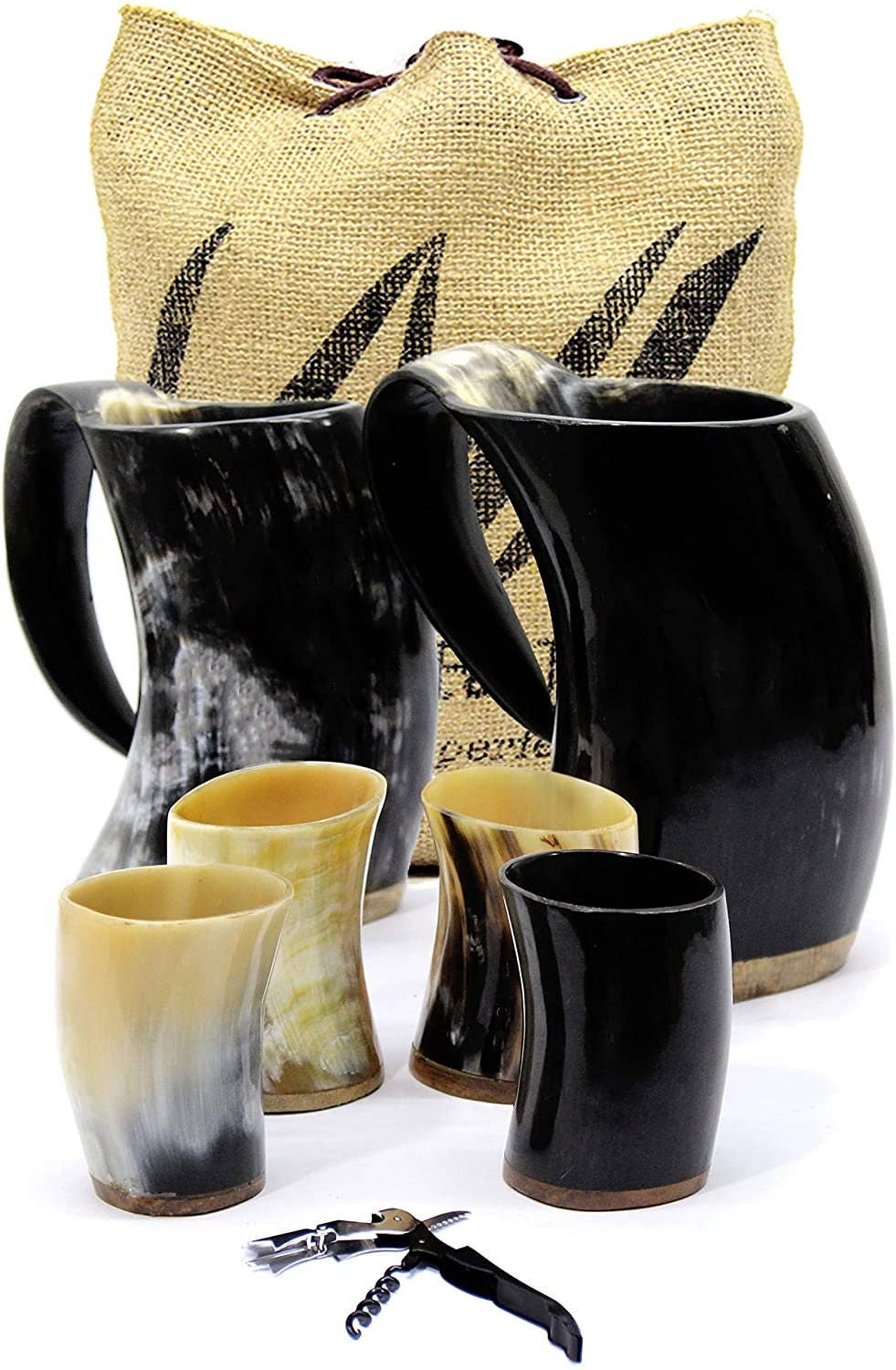 Viking Drinking Horn (Set Of 7) | 2 Mugs + 4 Shot Glass