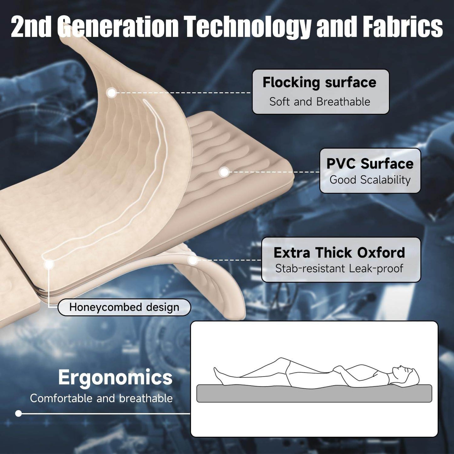 Inflatable Car Truck Outdoor Camping Air Mattress with 2 pillows