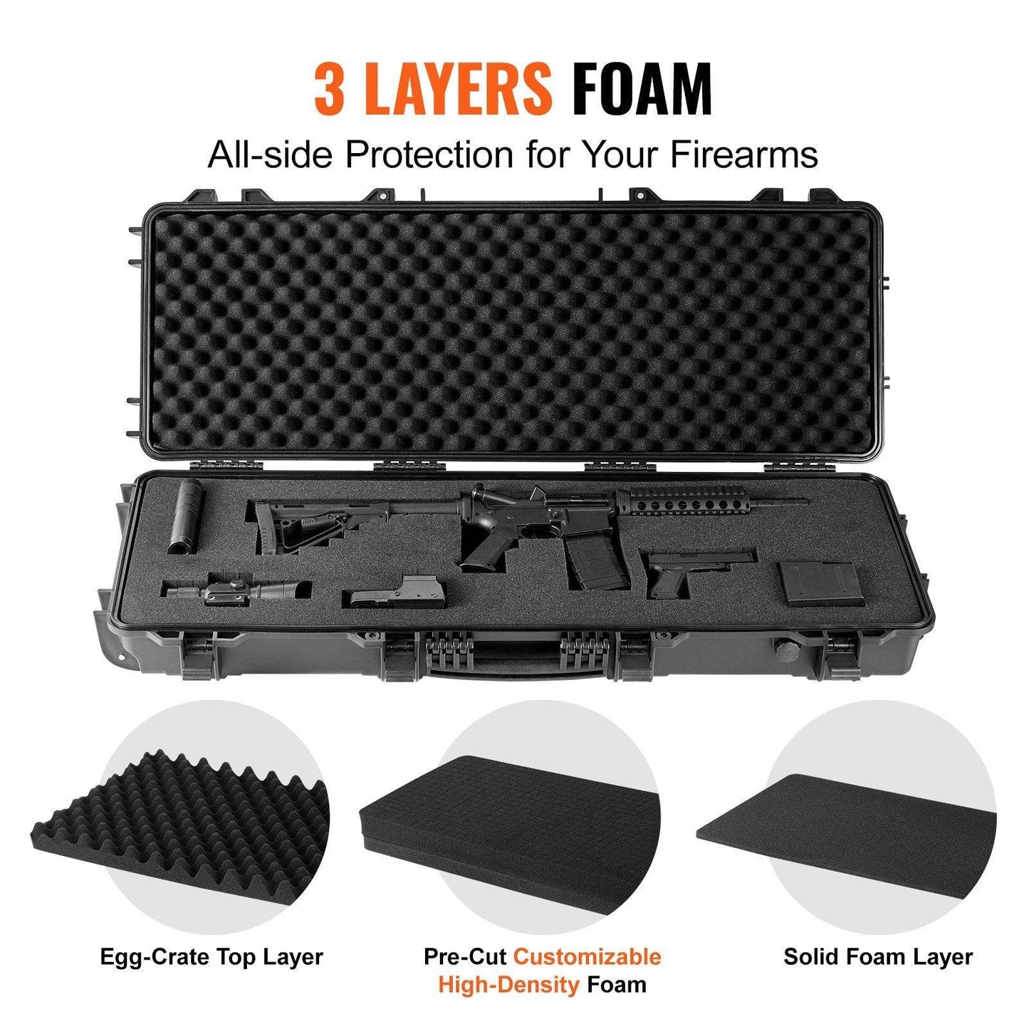 VEVOR Heavy Duty Hard Rifle Case Wheel Tactical Range Case Weapon Care and Accessories