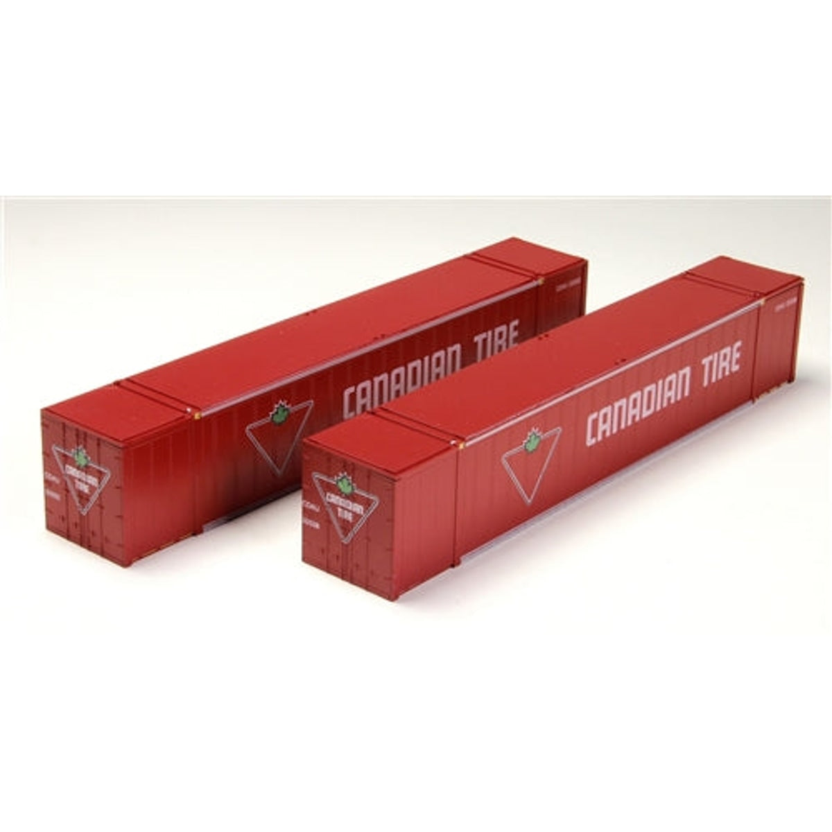 Con-Cor 0004-88010 HO 53' Sheet/Post Rivet Side Container Canadian Tire Set #1 CDAU #32538 #32692 Pkg of 2 Red White Green NIB