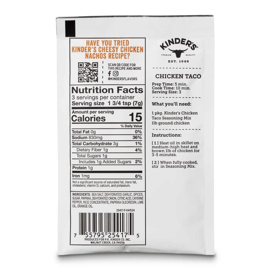 Kinder's Chicken Taco Mexican Seasoning