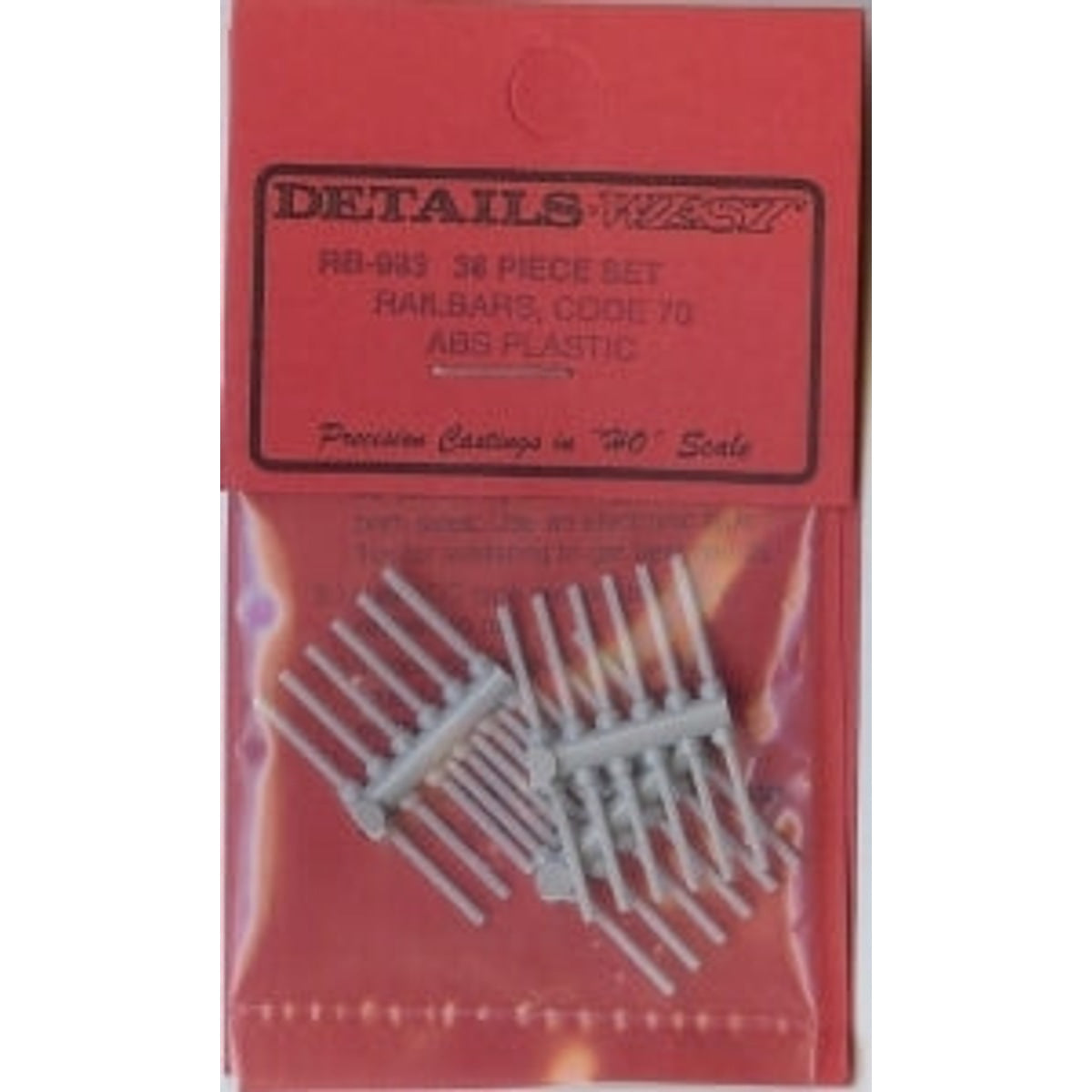 Details West RB-933 HO Code 70 Railbars 4 & 6 Bolt ABS Plastic Pkg of 36 NIB