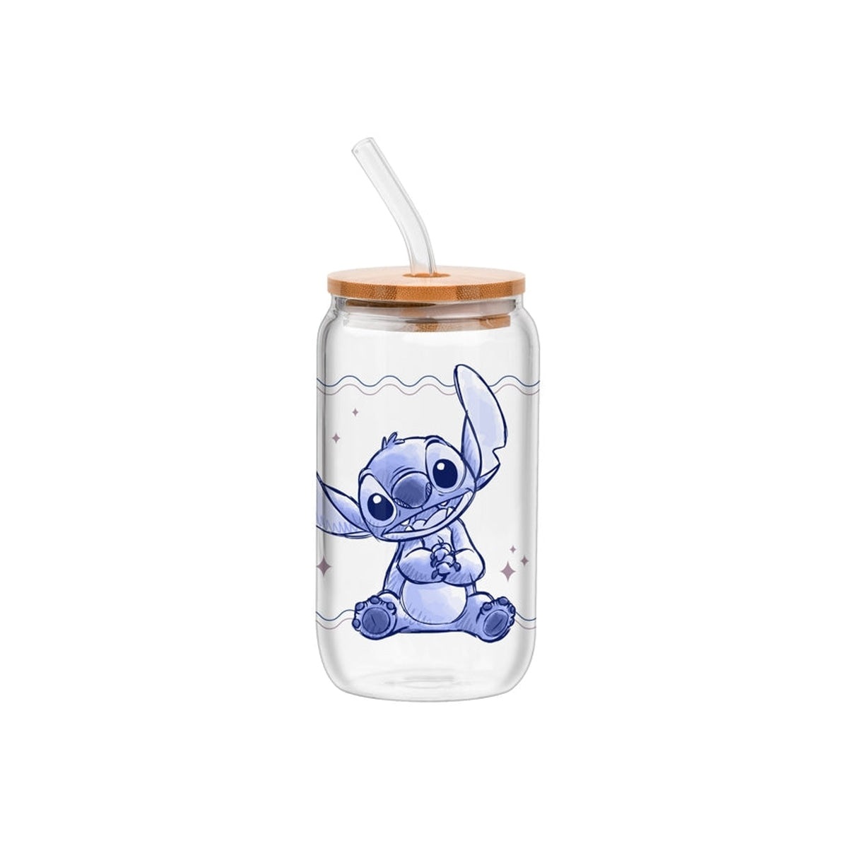 Disney Stitch 16oz Glass Tumbler w/ Bamboo Lid