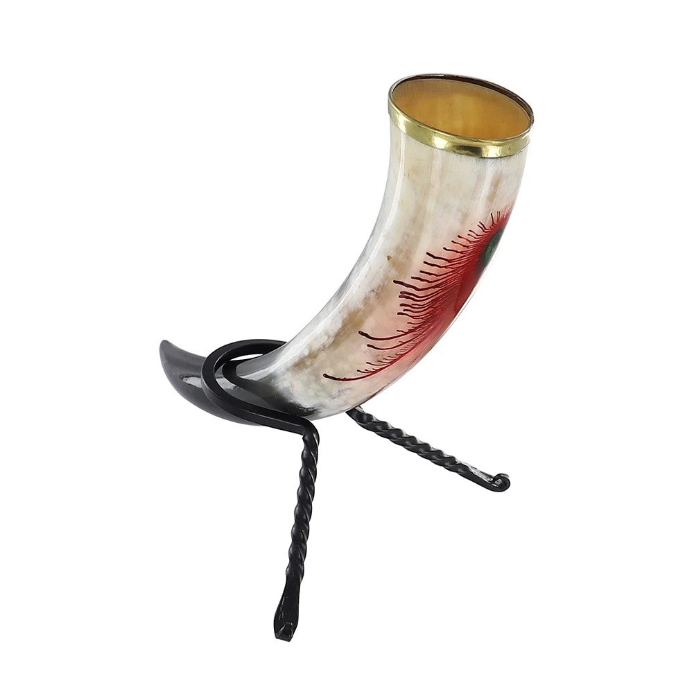 Blood Feather Drinking Horn Polished Brass Rim