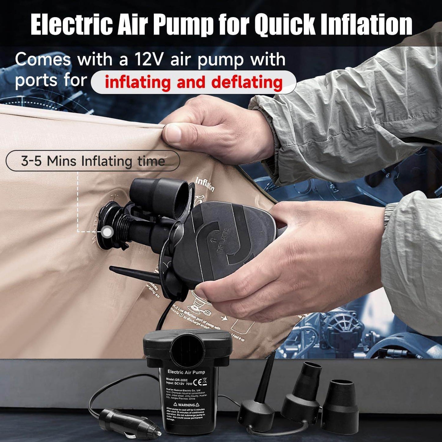 Inflatable Car Truck Outdoor Camping Air Mattress with 2 pillows