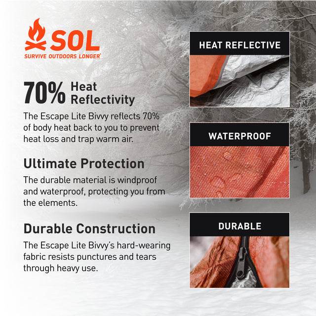 SOL Emergency Bivvy w/ Rescue Whistle & Tinder Cord - Uncle Mike's Outdoors and More!