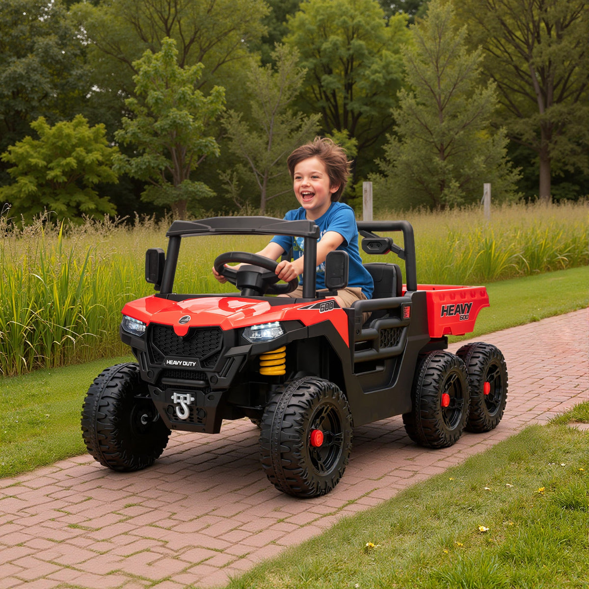 24V 4WD Kids Ride On Truck with 6 Wheels Electric Ride On Car with Remote, Dump Bed for 3-8 Years, Green