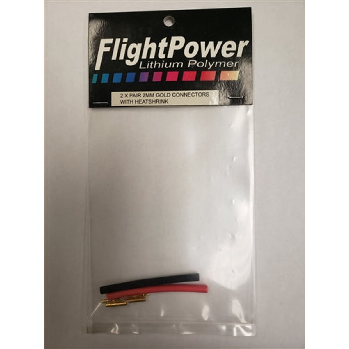 FlightPower FTA2MMGOLDPAIR 2 X Pair 2mm Gold Connectors w/ Heat Shrink NIB