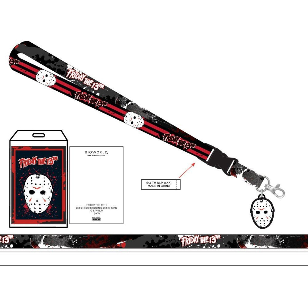 Friday the 13th Black & Red Striped Lanyard