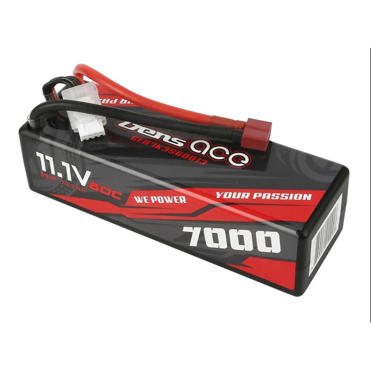 Gens Ace 11.1 V 7000mAh 3S 60C LiPo Battery: Deans Plug