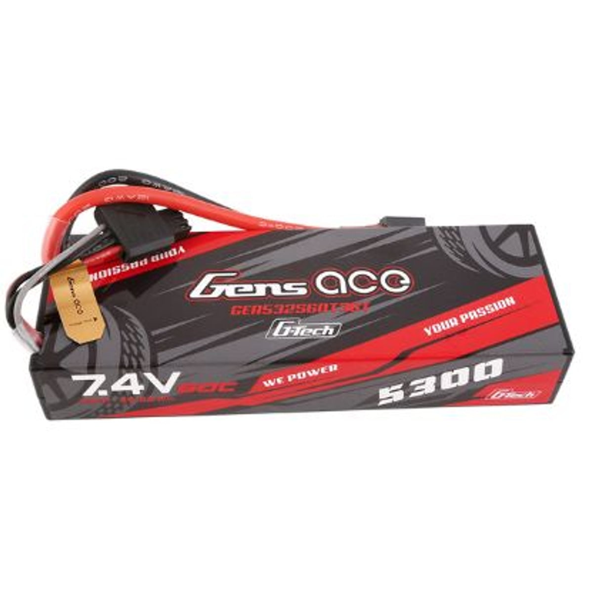 Gens Ace G-Tech 5300mAh 2S1P 7.4V 60C Hardcase LiPo Battery #24 w/EC3 & Deans Adapter