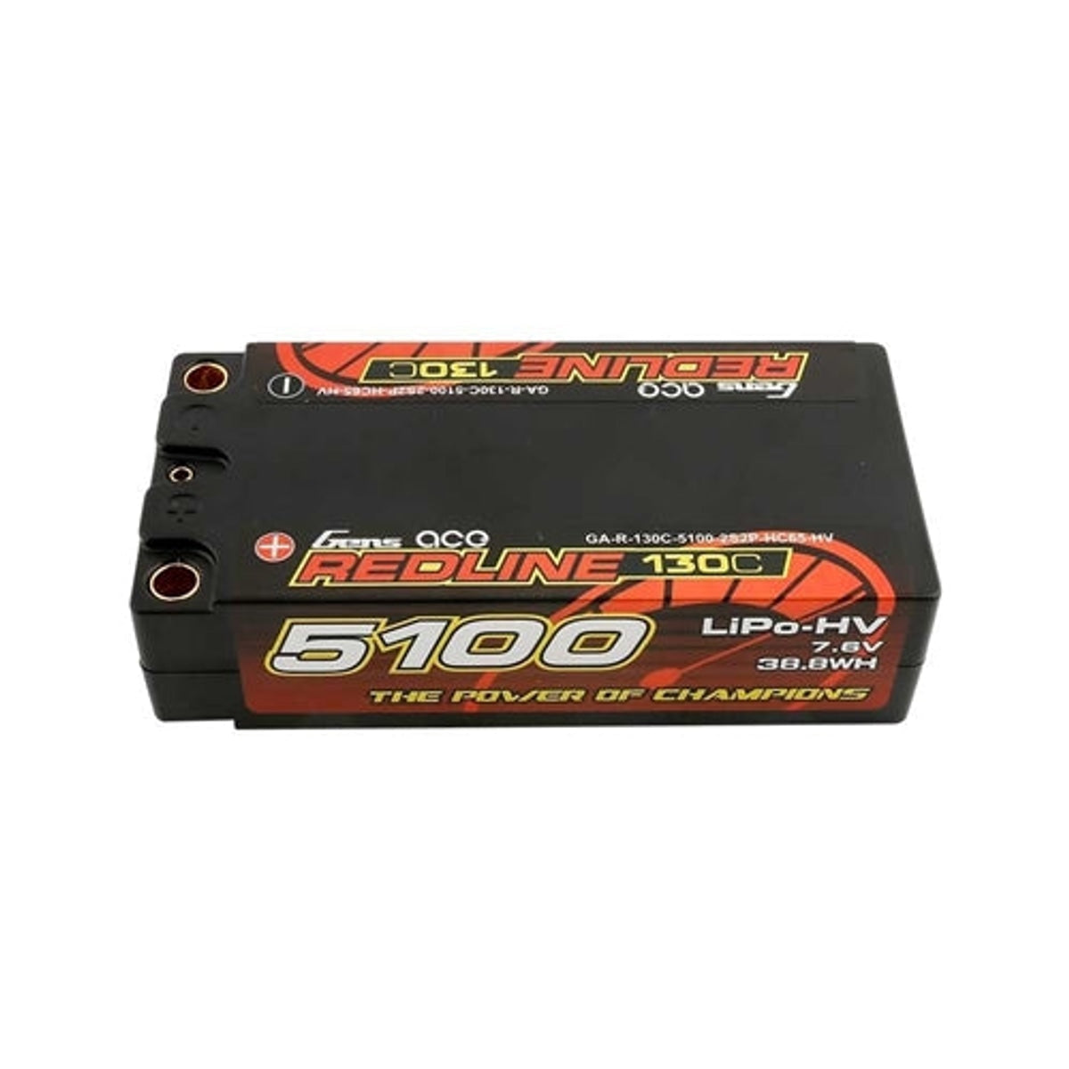 Gens Ace Redline Series 5100mAh 7.6V 130C 2S2P HardCase HV Shorty Lipo Battery
