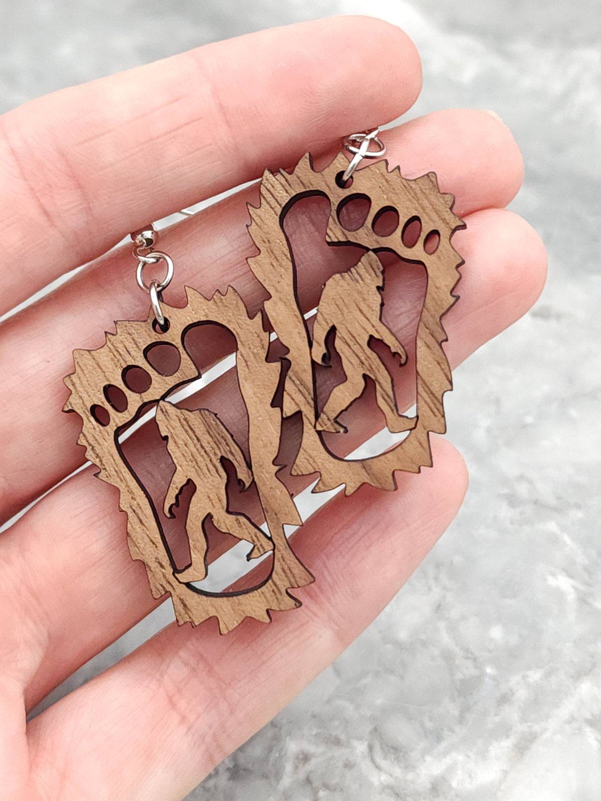 Bigfoot Walnut Plywood Earrings