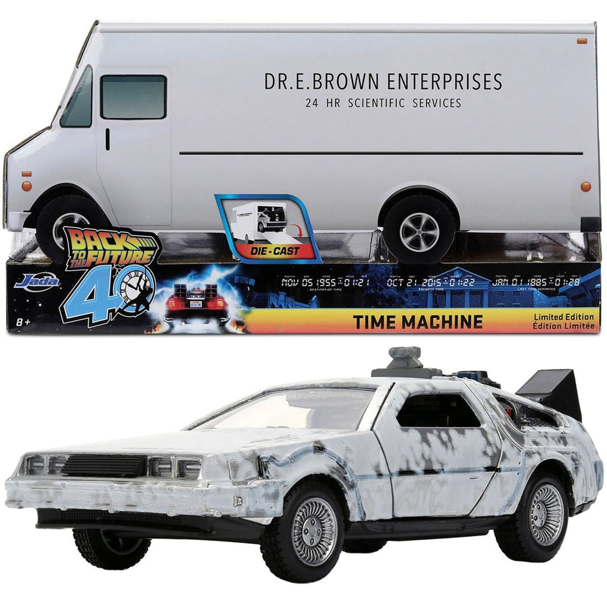 Jada Hollywood Rides Back to the Future 40th Frosted Time Machine 1:32 Die Cast