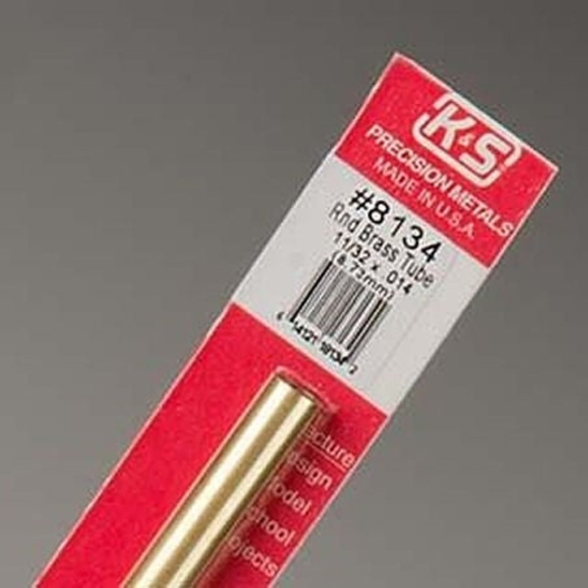 K&S Precision Metals #8134 Round Brass Tube 11/32" x 12" Carded NIB