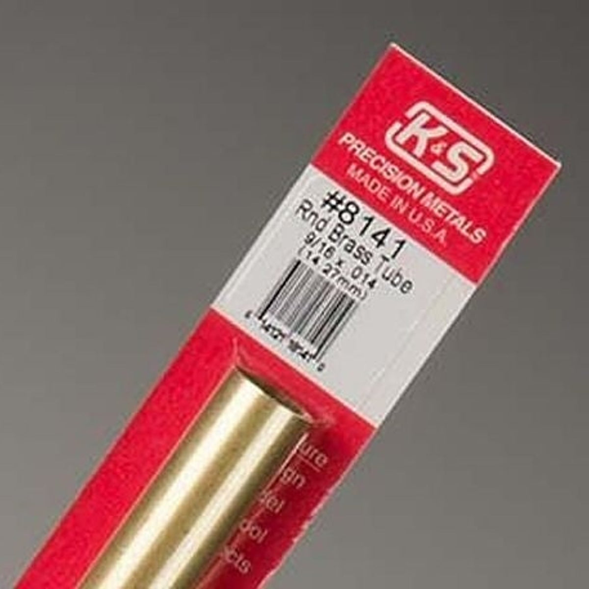 K&S Precision Metals #8141 Round Brass Tube 9/16" x 12" Carded NIB