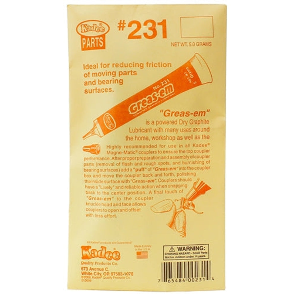 Kadee #231 Greas-em Dry Graphite Lubricant 3/16oz (5.5g)