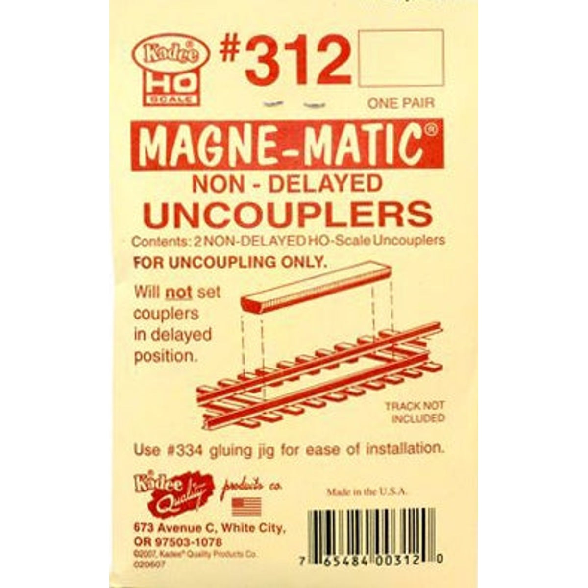 Kadee #312 HO Magne-Matic Non-Delayed Uncouplers 1 Pair
