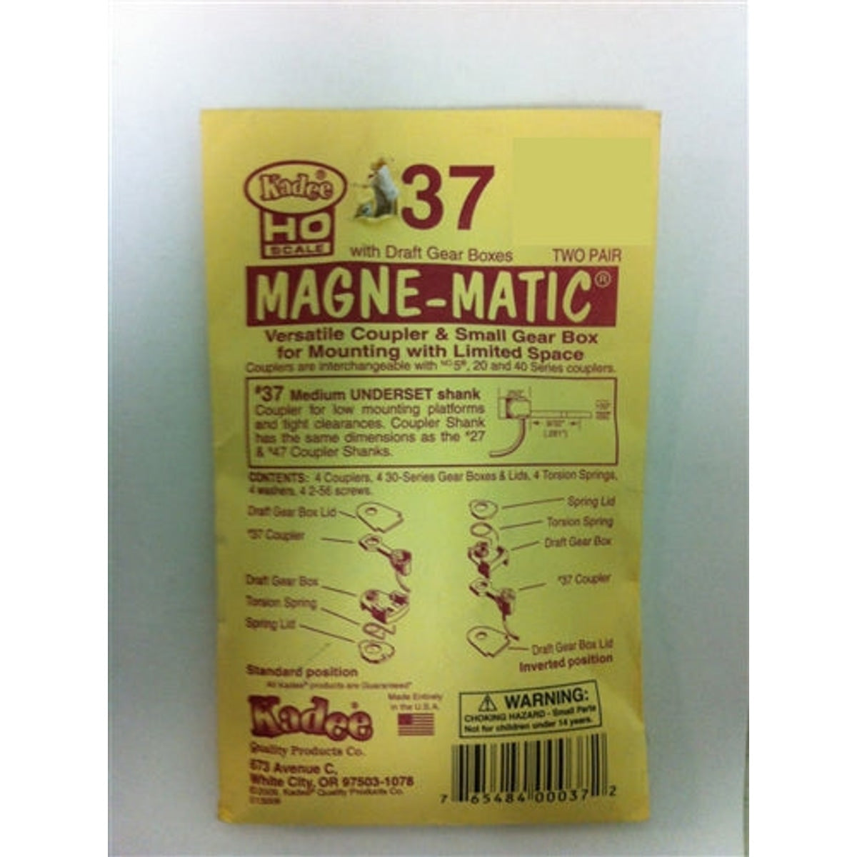 Kadee #37 HO Magne-Matic Versatile Coupler & Small Gear Box for Mounting with Limited Space Medium 9/32" Underset w/#233 Draft Gear Boxes 2 Pair