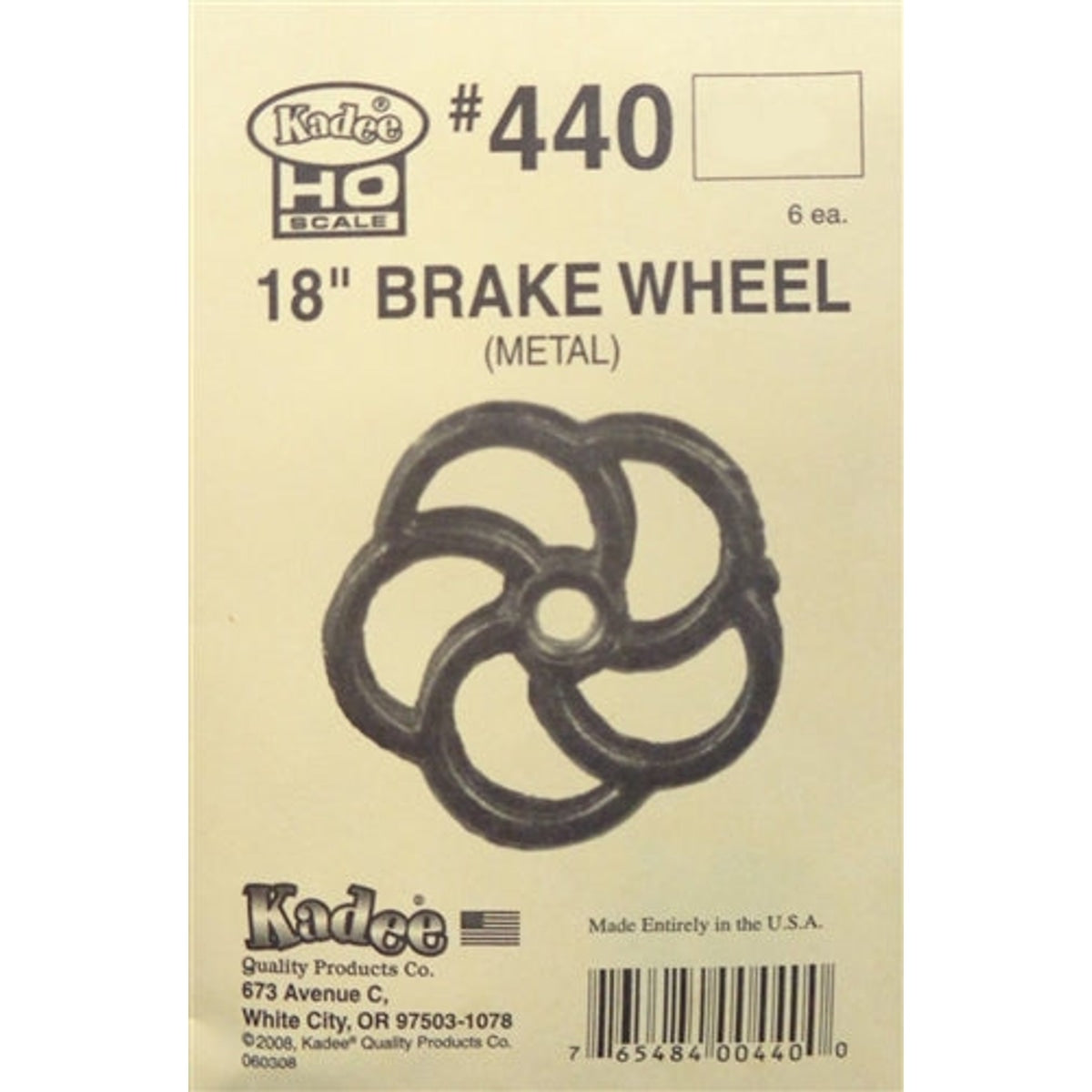 Kadee 440 HO #440 Metal Brake Wheel Pkg of 6 NIB