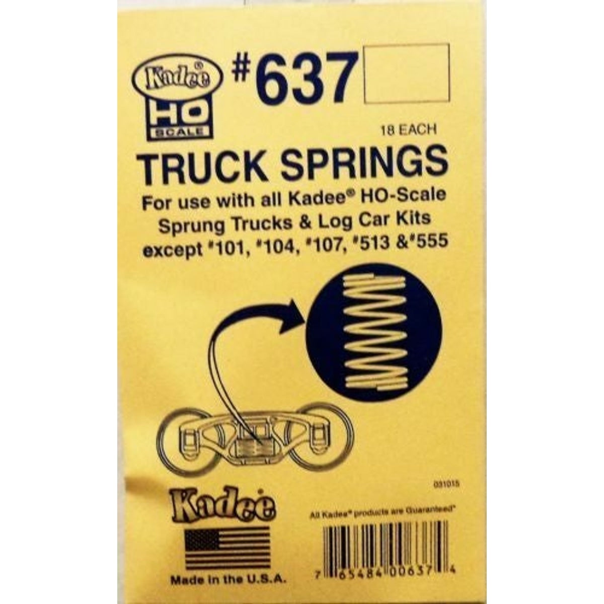 Kadee 637 HO Truck Springs For Use w/ Kadee HO Sprung Trucks & Log Car Kits Pkg of 18 NIB
