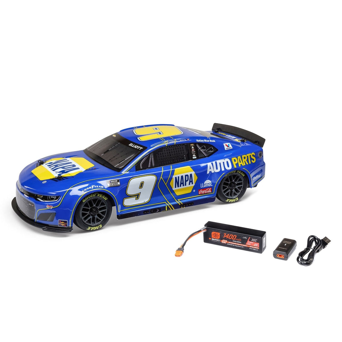 Losi 1/12 NASCAR AWD RC Racecar, Chase Elliott No. 9 NAPA 2025 Chevrolet ZL1 Camaro