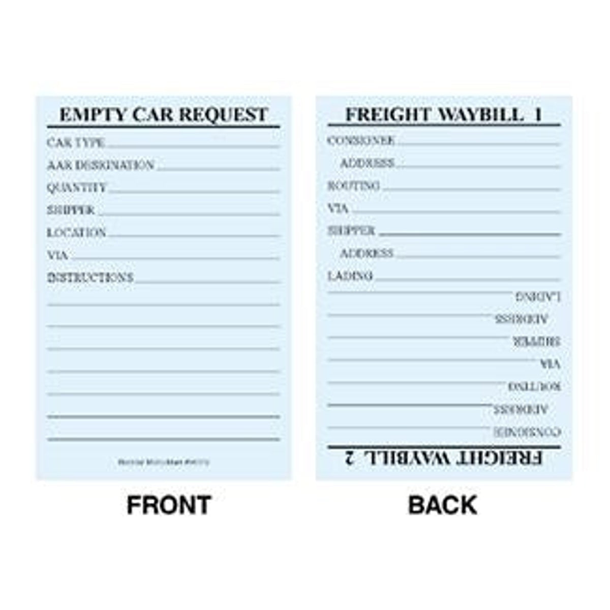 Micro-Mark 84019X2 Empty Car Request Cards Pkg of 50 NIB