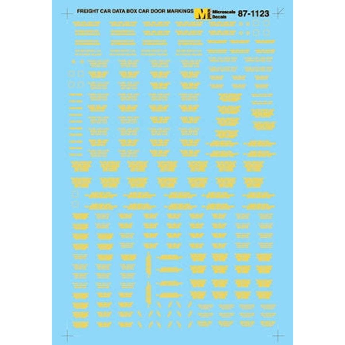 Microscale 87-1123 HO Data Boxcar Door Markings Yellow NIB