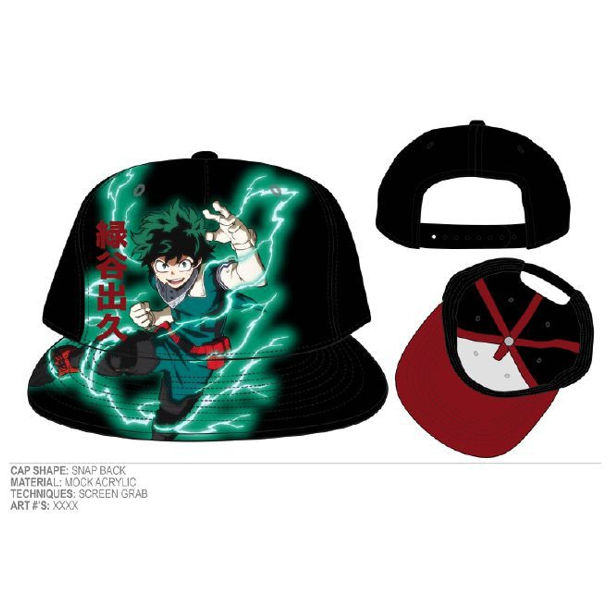 My Hero Academia Deku with Lightning Snapback Hat