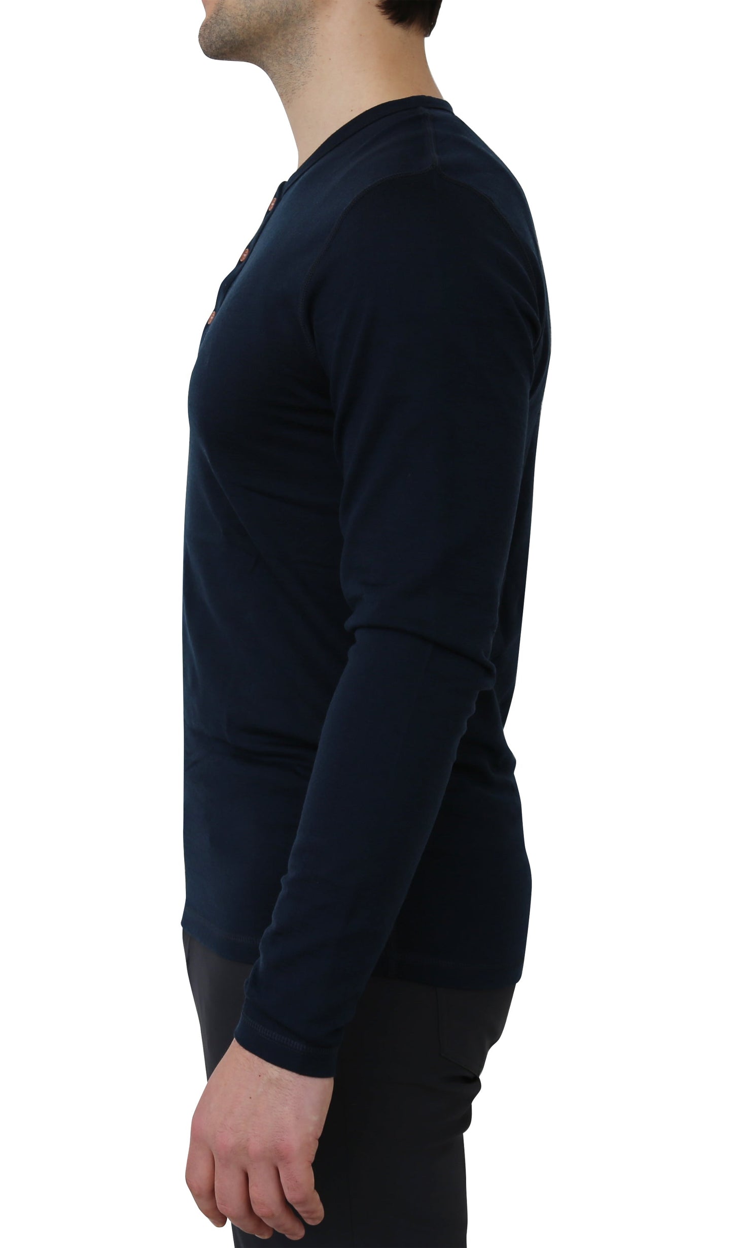 NorthWool Men's Merino Wool Long Sleeve Henley Base Layer Shirt 260 GSM