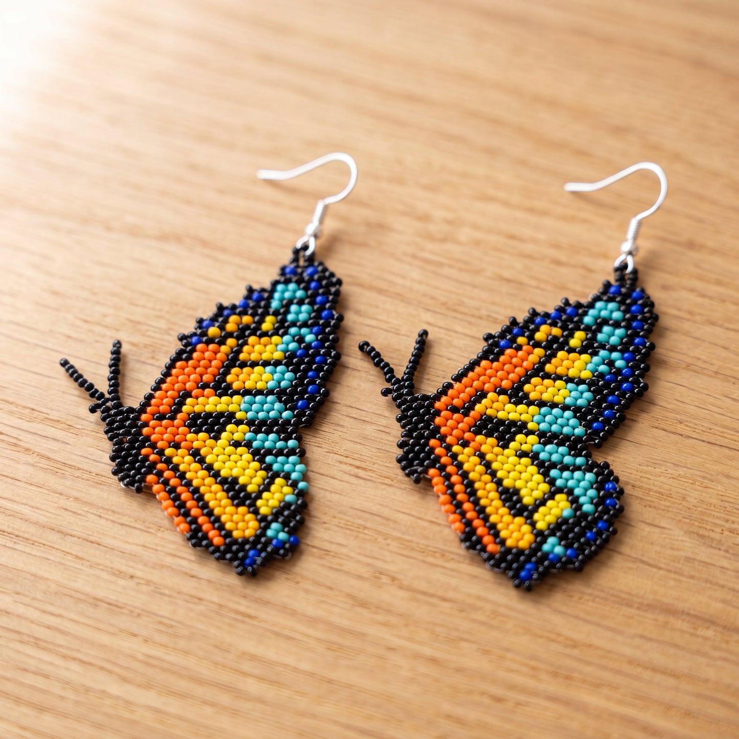 Turquoise Butterfly Wing Beaded Earrings
