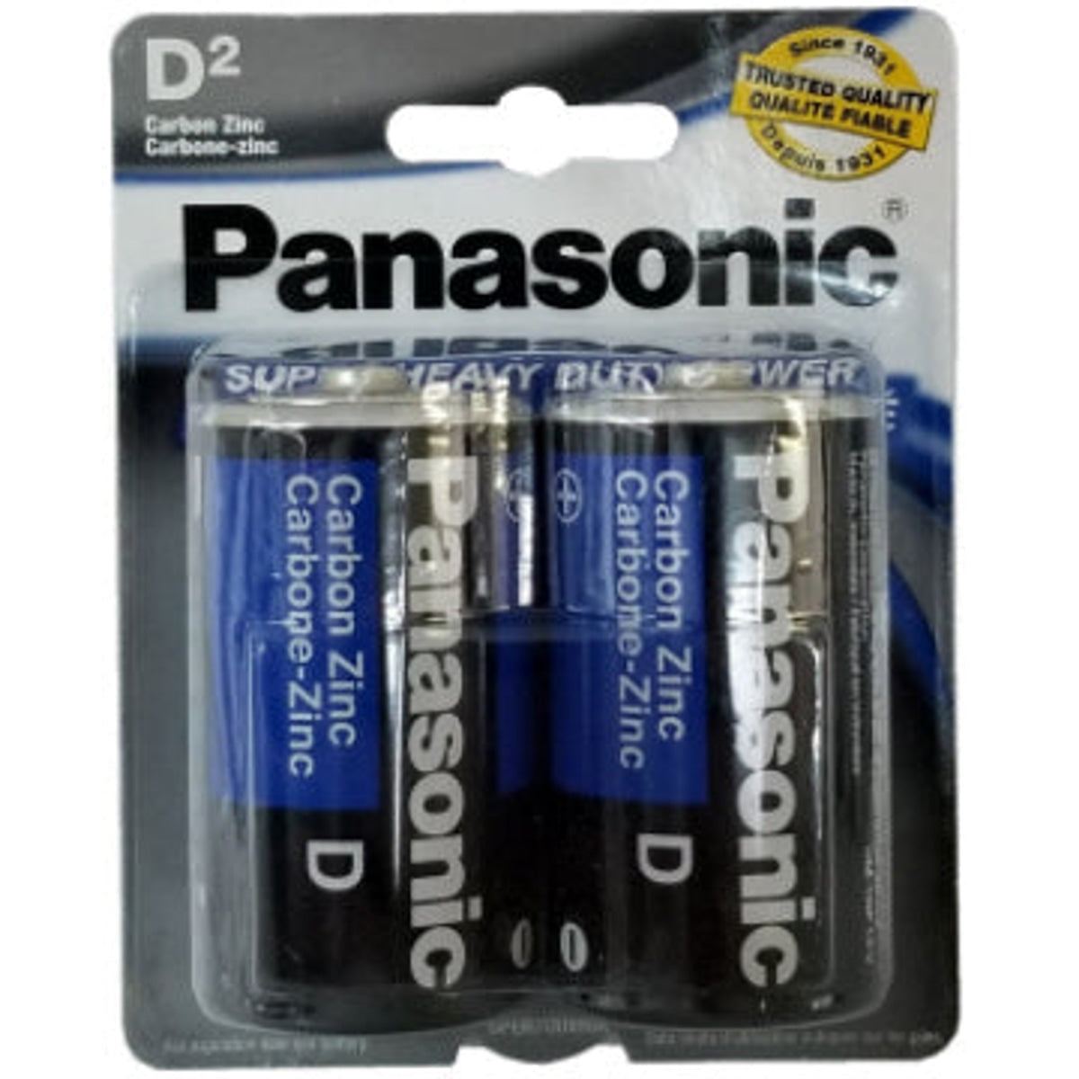 Panasonic UM-1NPA/2B Super Heavy Duty Power Carbon Zinc Battery D Pkg of 2 NIB
