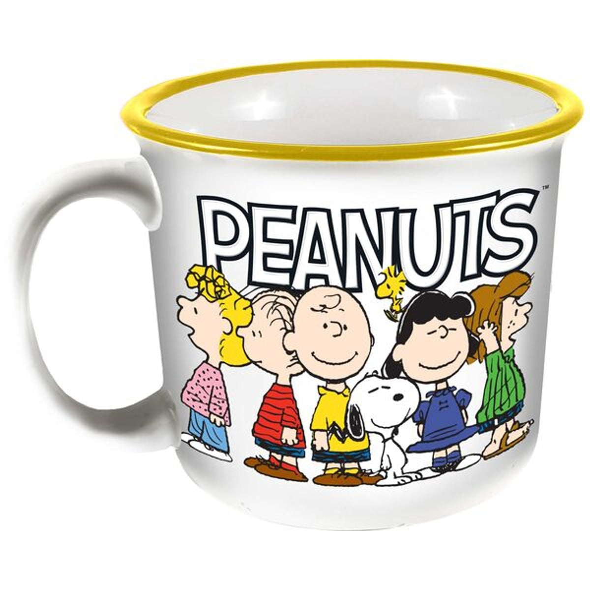 Peanuts Gang Yellow Rim Ceramic Camper Mug