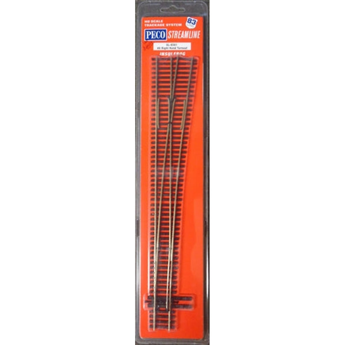 Peco Streamline SL-8381 HO North American Style Code 83 Insulfrog #8 Right Hand Turnout Switch